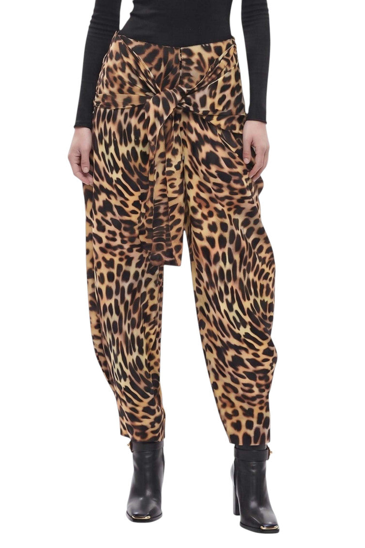 Brown Animal Print Pleated Pants 1