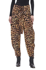 Brown Animal Print Pleated Pants 1