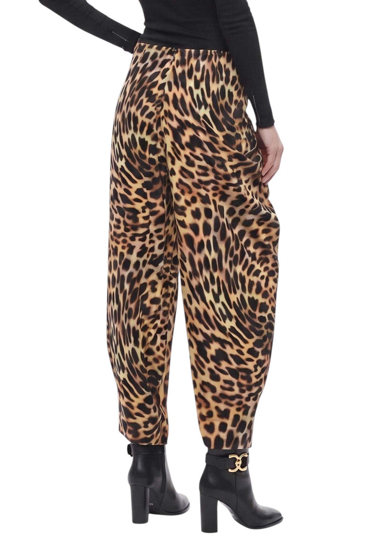 Brown Animal Print Pleated Pants 2