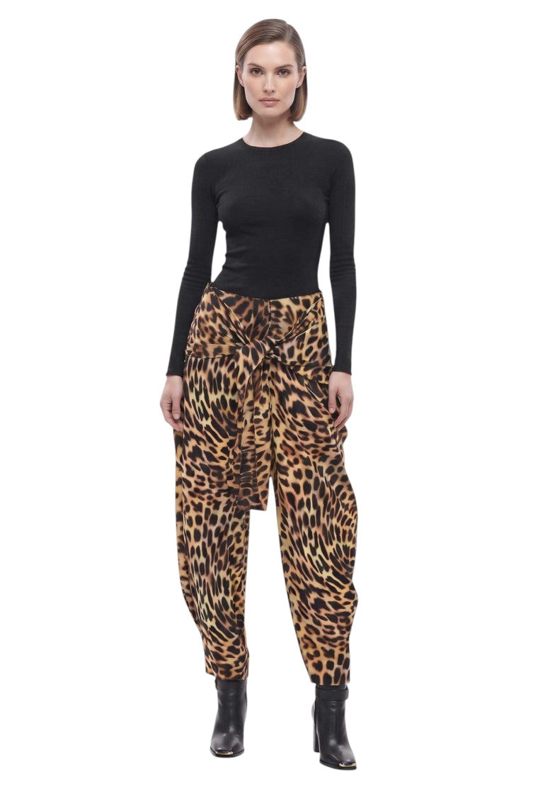 Brown Animal Print Pleated Pants 3