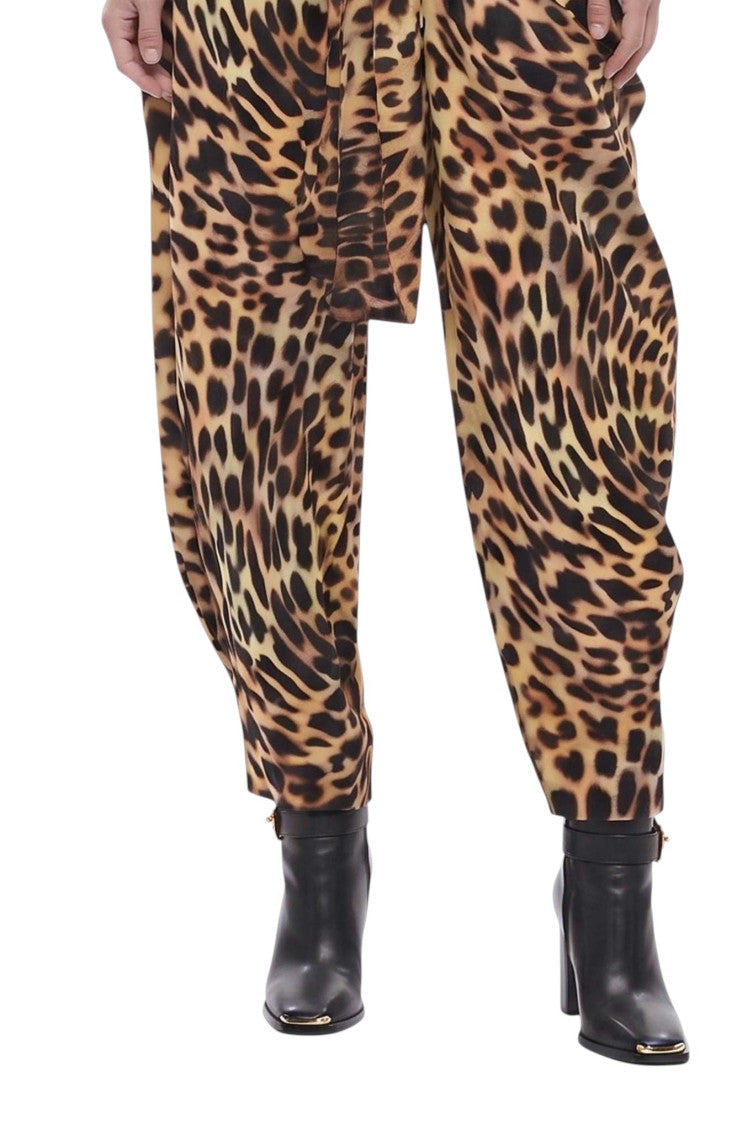 Brown Animal Print Pleated Pants 4