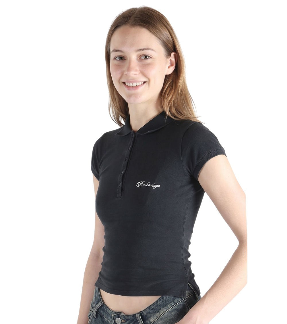 Black Logo Shirt Collar Polo 1