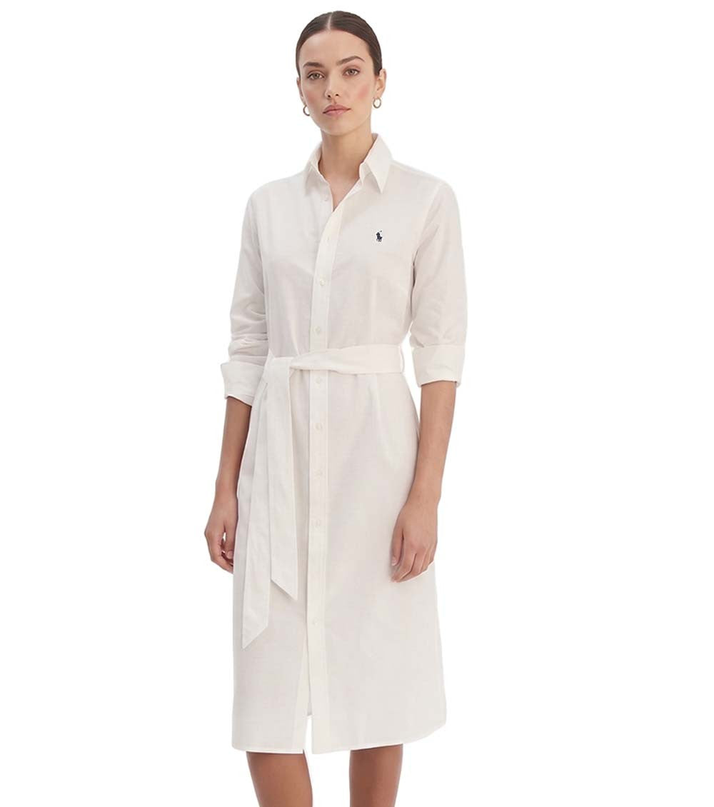 White Shirt Collar Midi Dress 1
