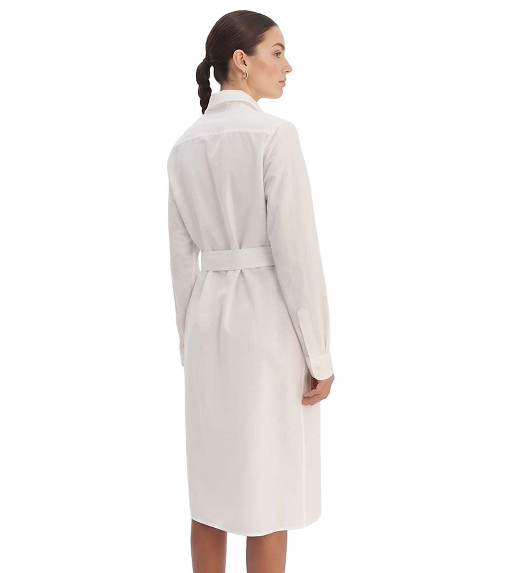White Shirt Collar Midi Dress 2