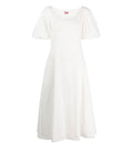White Embroidered Scoop Neck Midi Dress 1