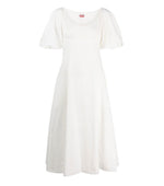 White Embroidered Scoop Neck Midi Dress 1