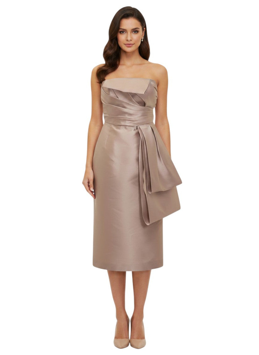 Light Brown Strapless Midi Dress 1