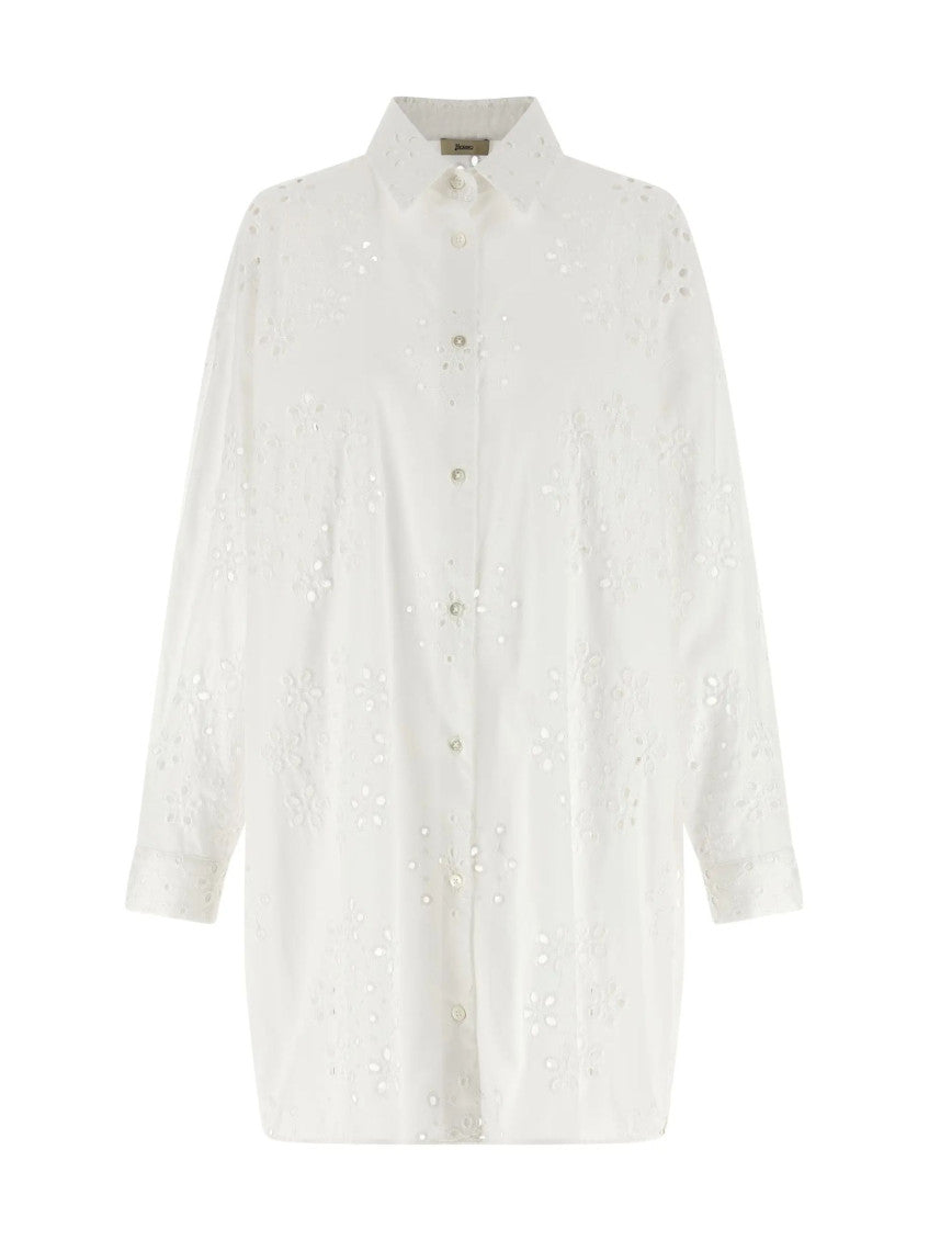 White Regular Embroidered Shirt 1