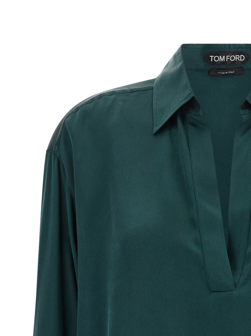 Green Solid Shirt Collar Polo 3