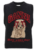 Black Graphic Crew Neck Sweater 1
