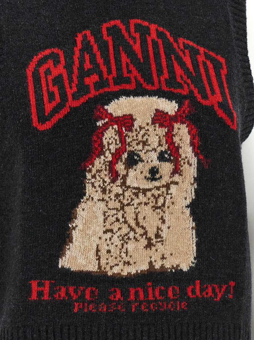 Black Graphic Crew Neck Sweater 4