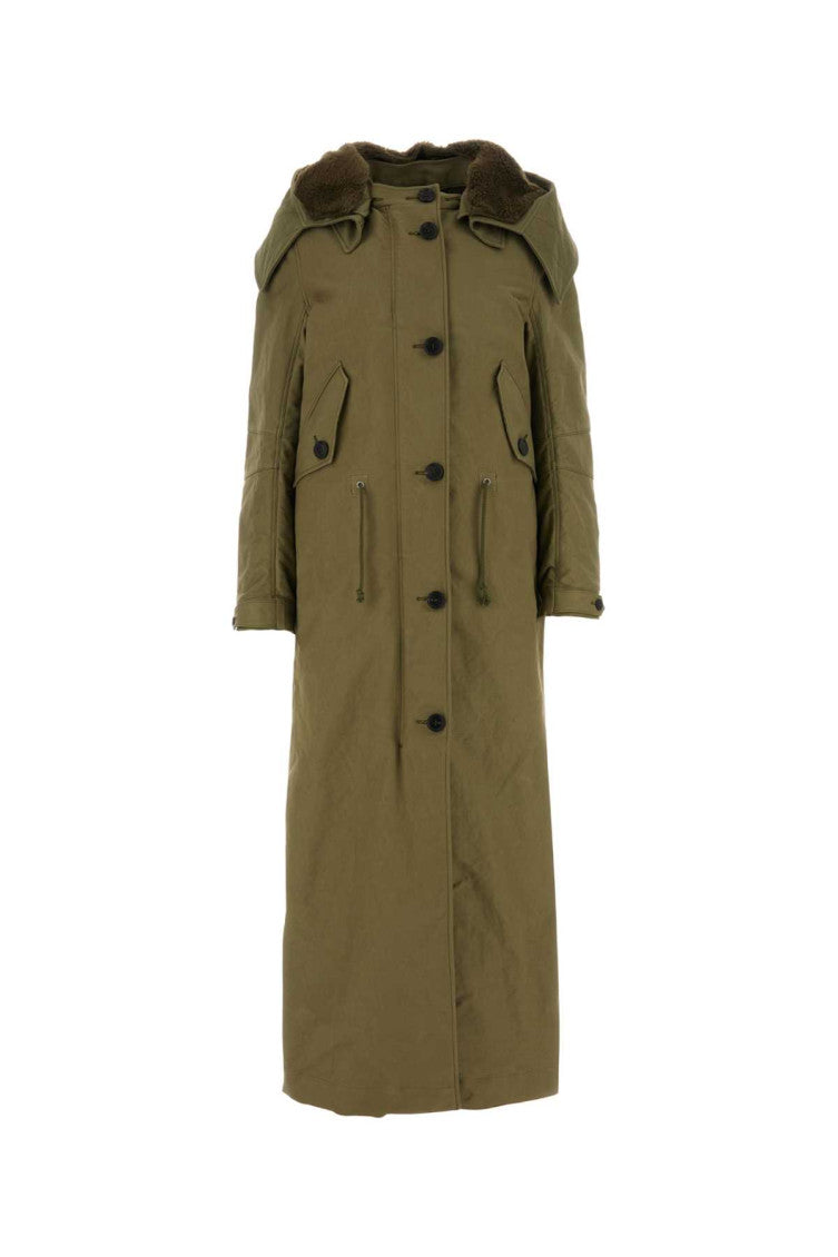 Army Green Satin cotton Parka Coat 1