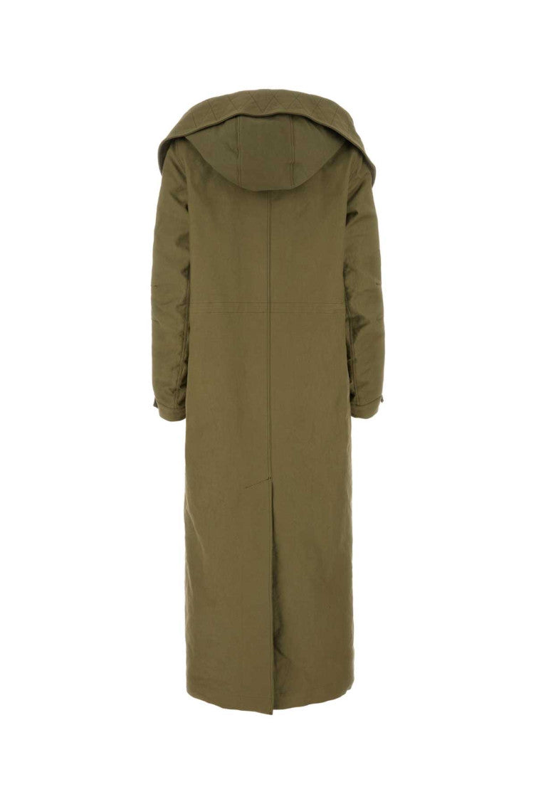 Army Green Satin cotton Parka Coat 2