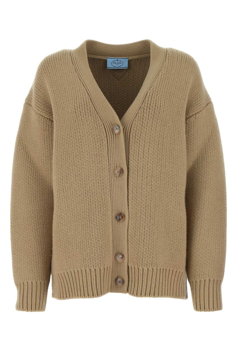 Beige Wool Blend Oversize Cardigan 1