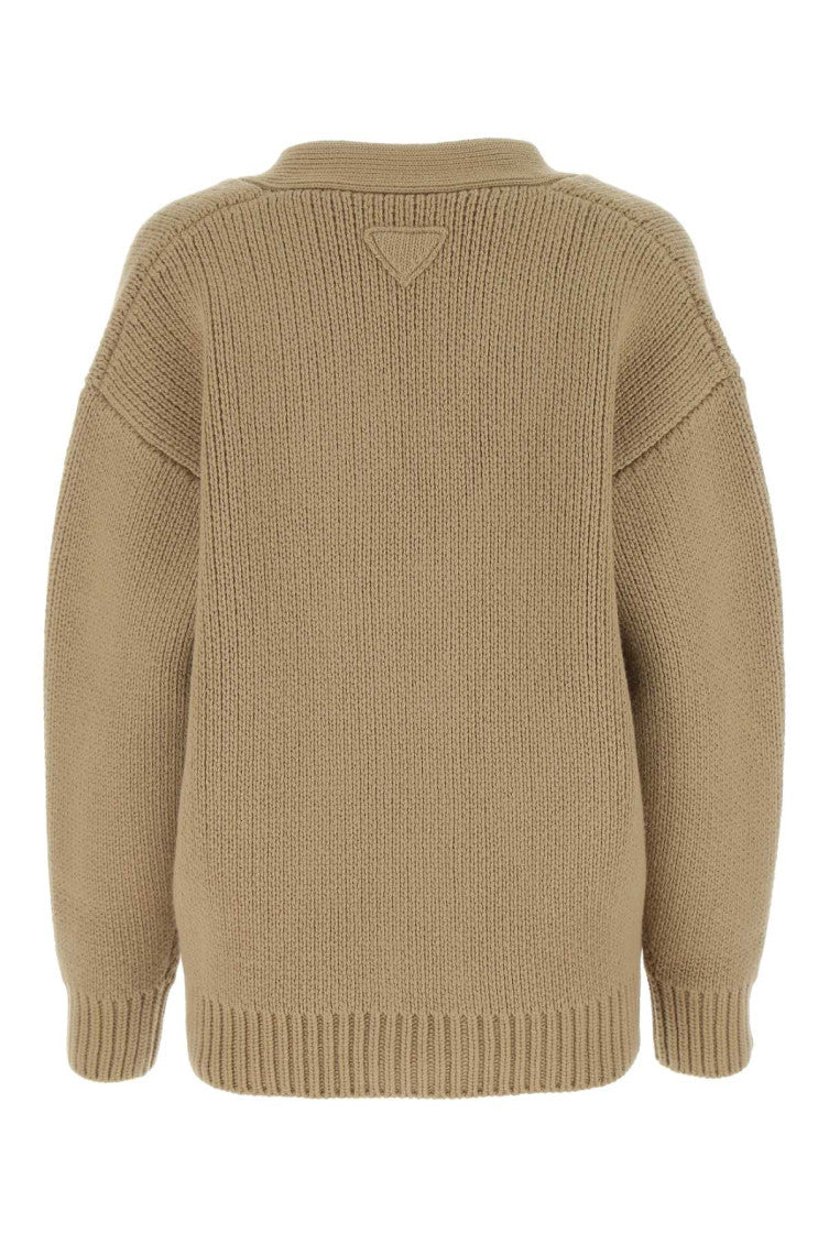 Beige Wool Blend Oversize Cardigan 2