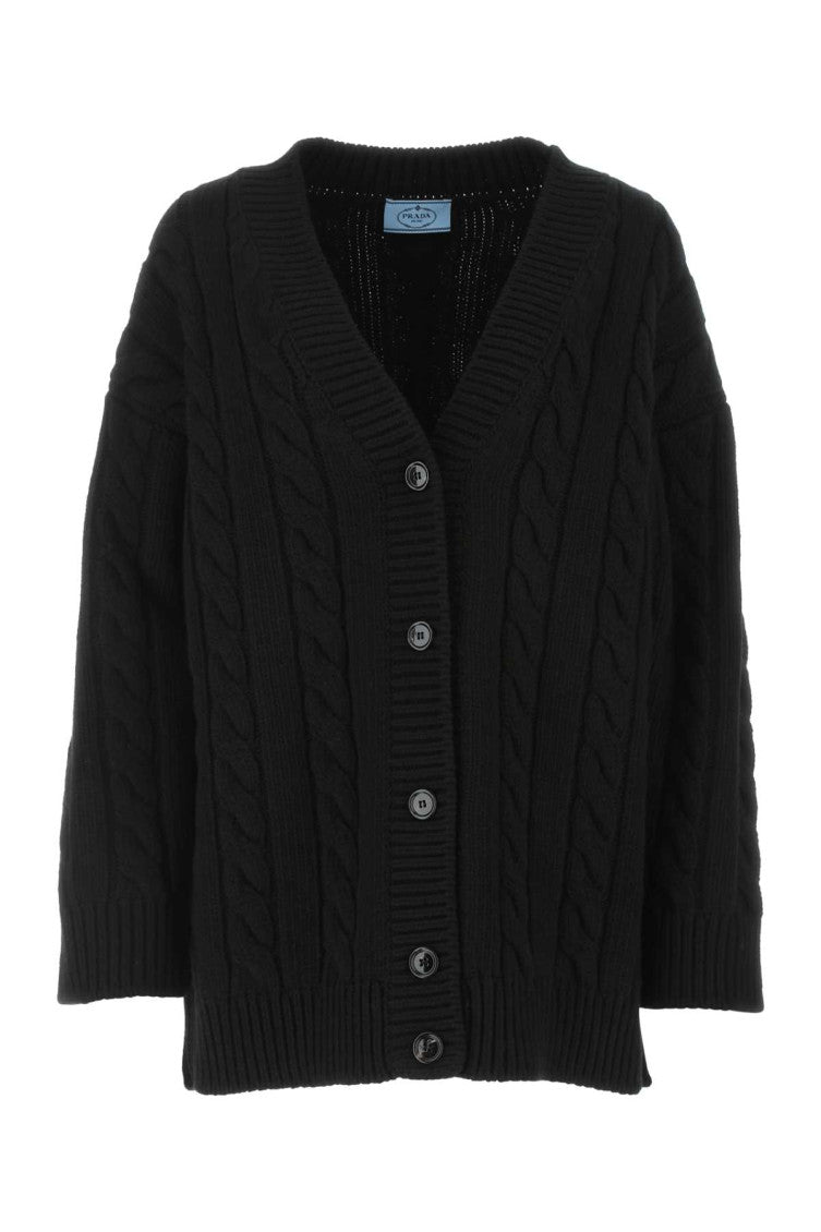 Black wool blend oversize cardigan  1