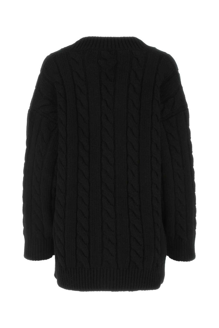 Black wool blend oversize cardigan  2