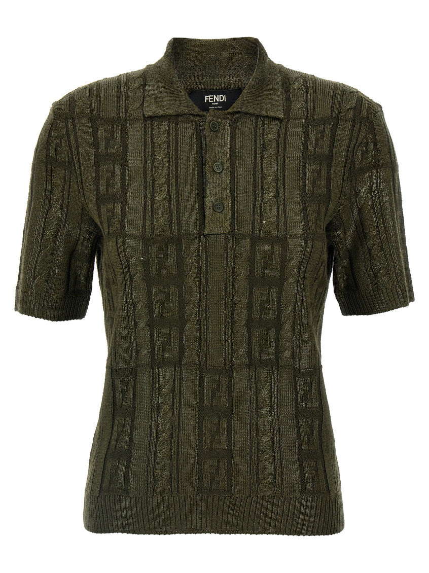 Olive Wool Polo Shirt 1