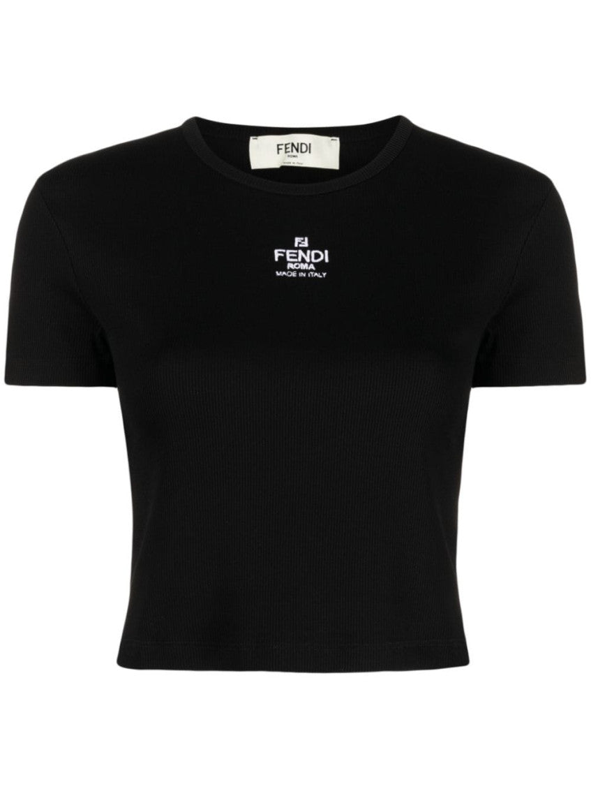 Black Logo cotton t-shirt 1