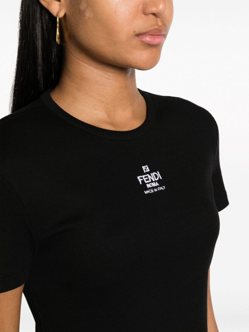 Black Logo cotton t-shirt 3