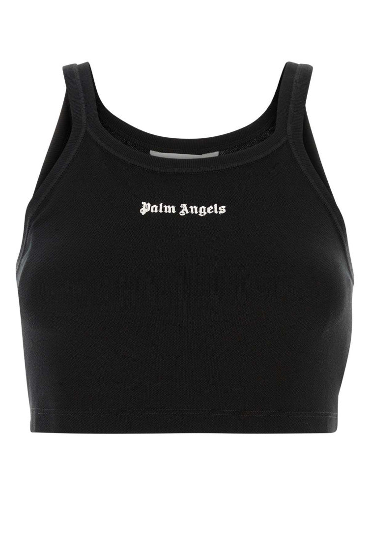 Black Embroidered Logo Piquet Top 1
