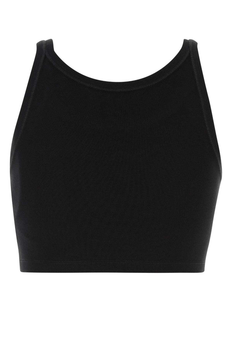 Black Embroidered Logo Piquet Top 2