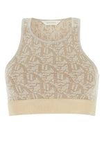 Beige Embroidered Logo Blend Top 1