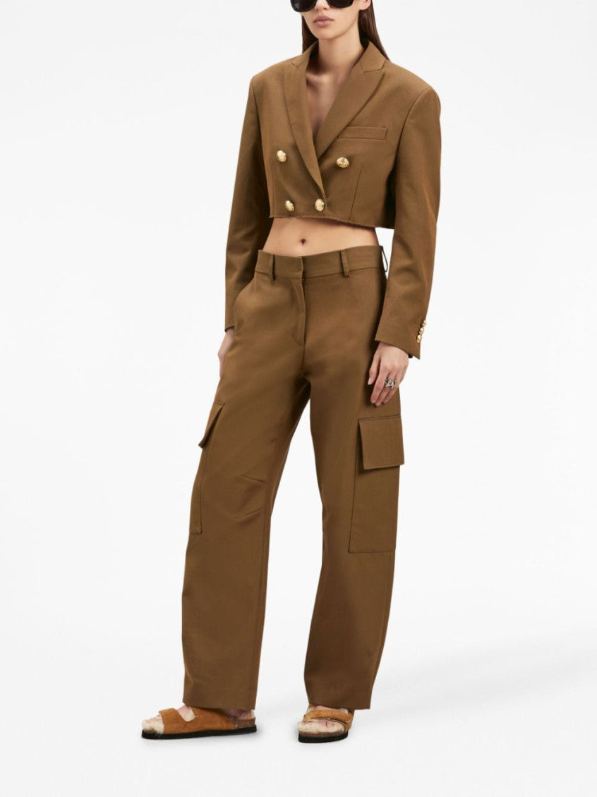 Brown Double-breasted Cropped Blazer 6