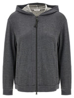 Grey Hooded Zipped Sweatshirt 1