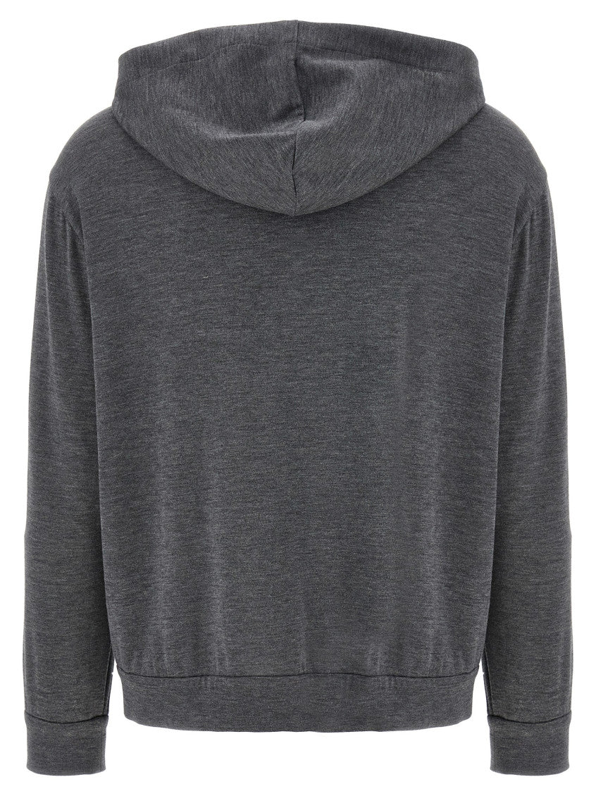 Grey Hooded Zipped Sweatshirt 2