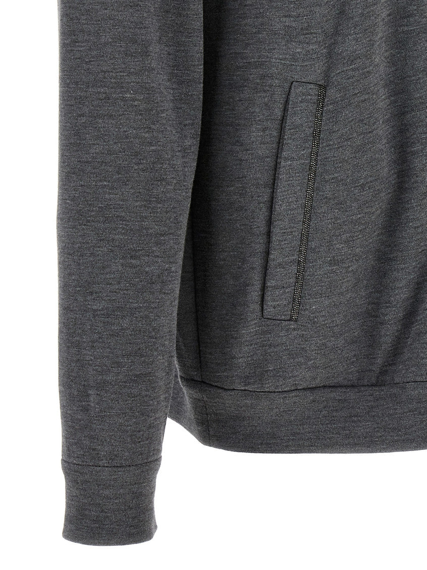 Grey Hooded Zipped Sweatshirt 4
