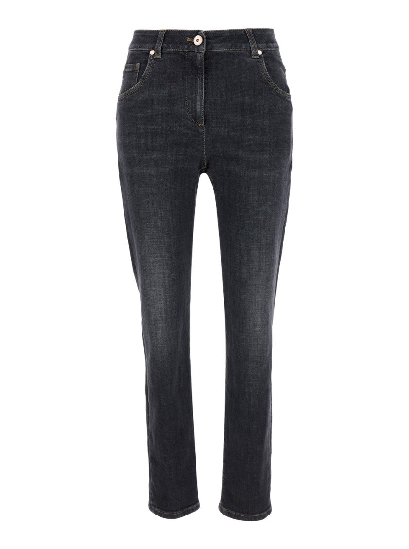 Black Denim Straight Jeans 1