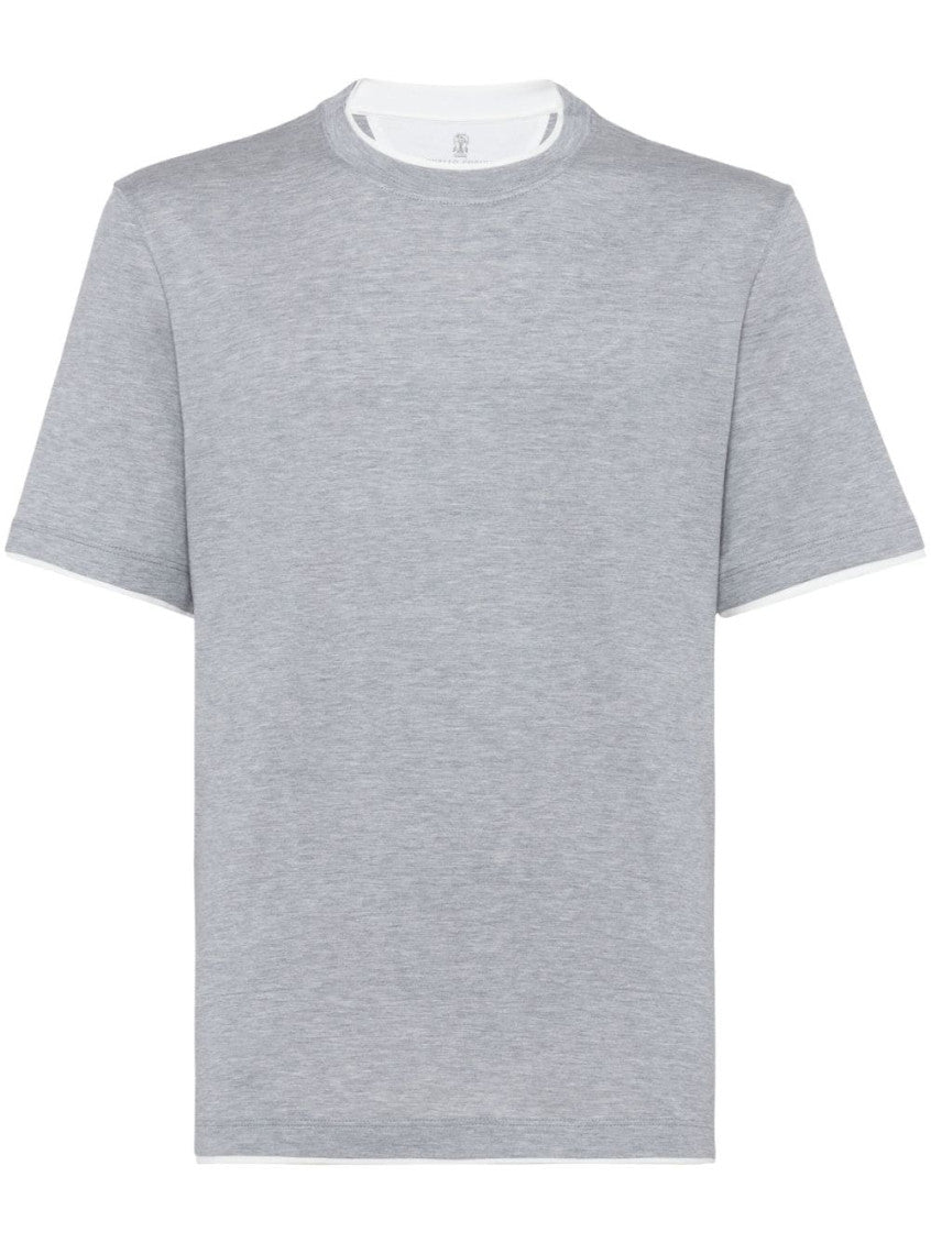 Grey Faux layering cotton t-shirt 1