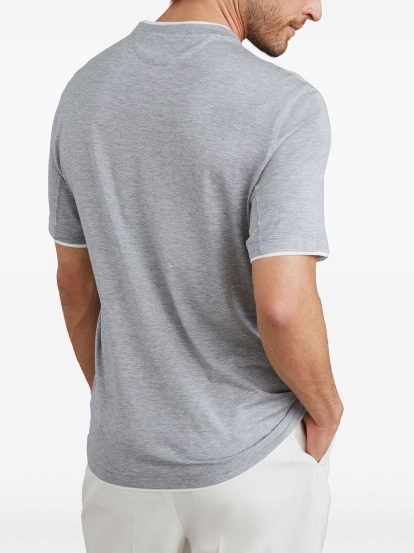 Grey Faux layering cotton t-shirt 3