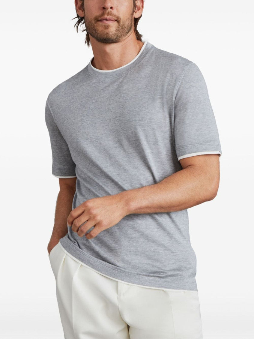 Grey Faux layering cotton t-shirt 4