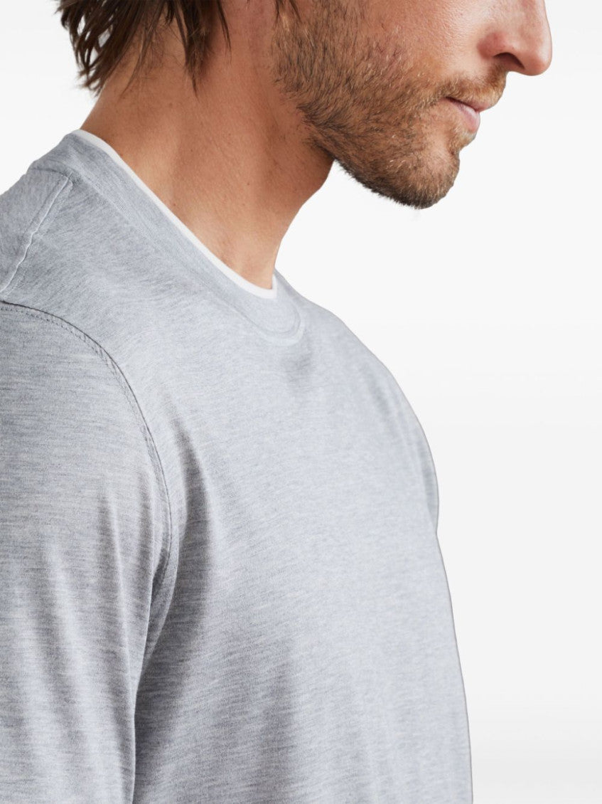 Grey Faux layering cotton t-shirt 5