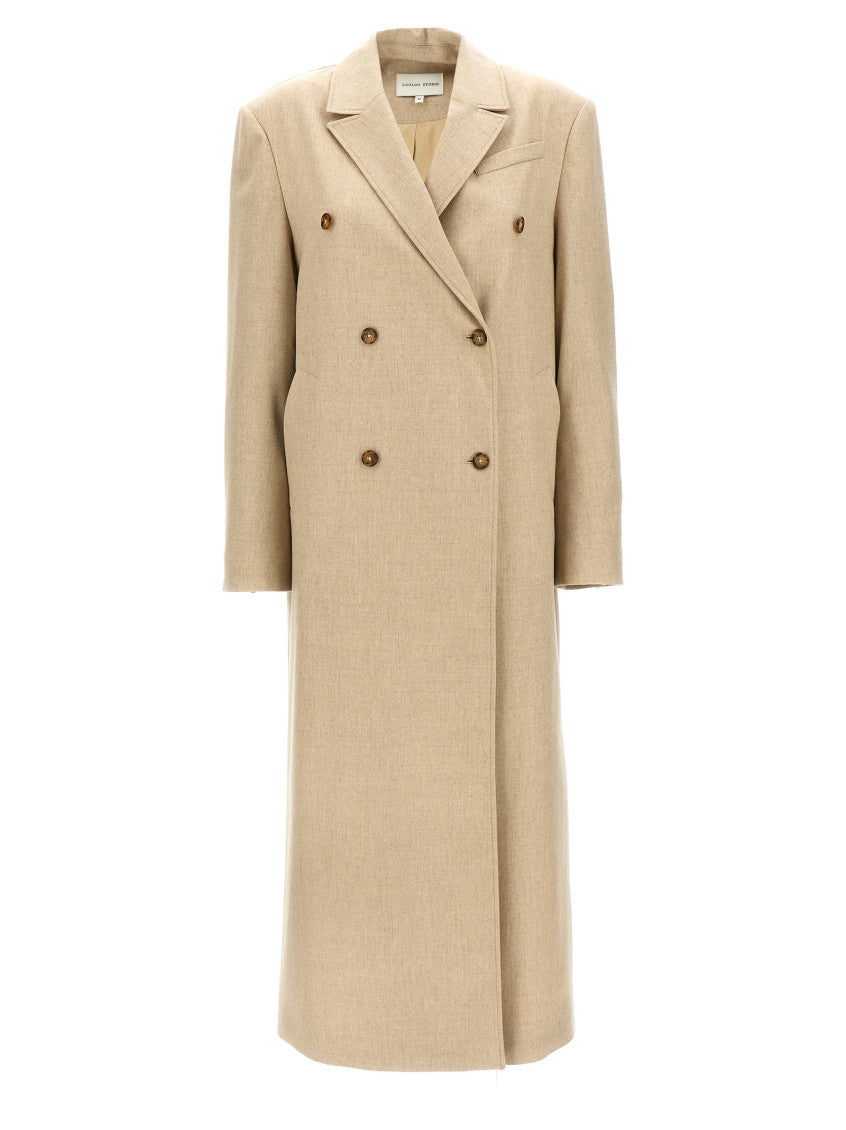 Beige Double Breasted Trench Coat 1