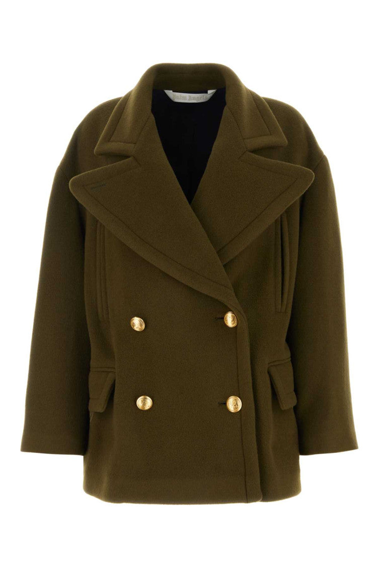 Olive green felt coat 1