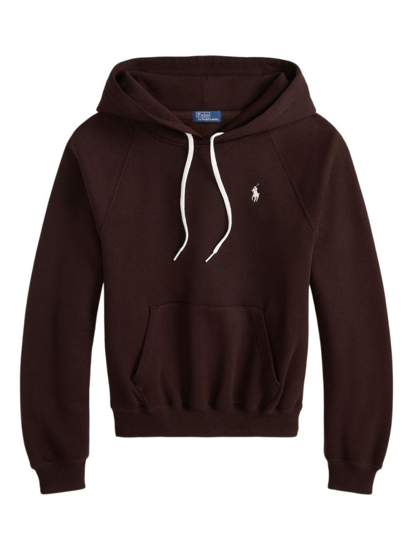 Brown  Logo Drawstring Hoodie 1