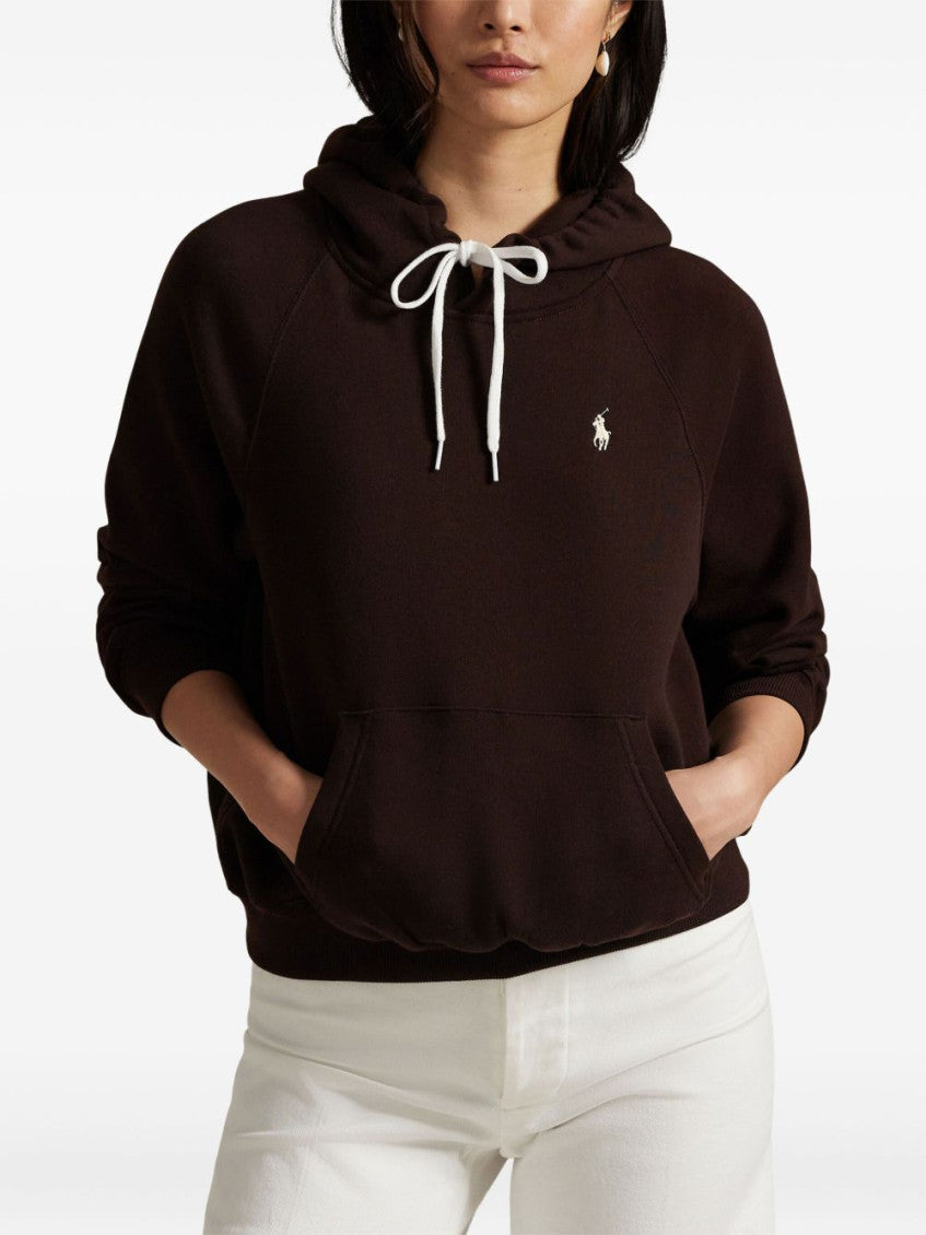 Brown  Logo Drawstring Hoodie 3