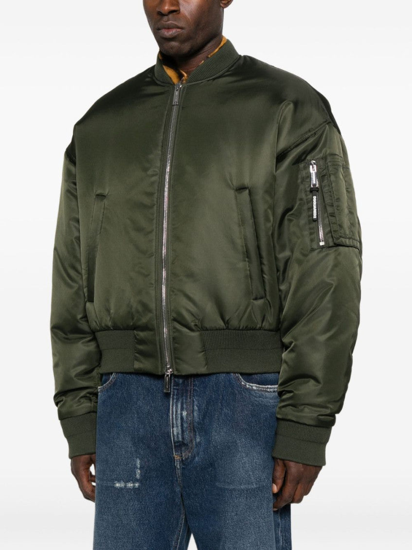 Olive Solid Bomber Jacket 3