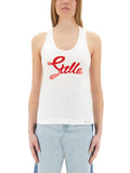 White Logo Scoop Neck Top 1