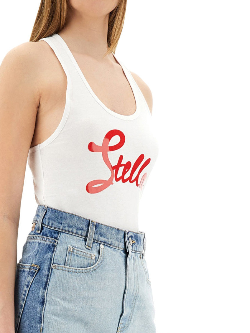 White Logo Scoop Neck Top 4