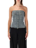 Denim Solid Strapless Top 1