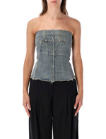 Denim Solid Strapless Top 1