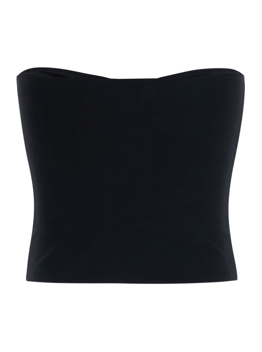 Black Solid Strapless Top 2