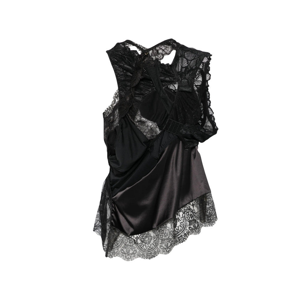 Black Lace V Neck Top 2