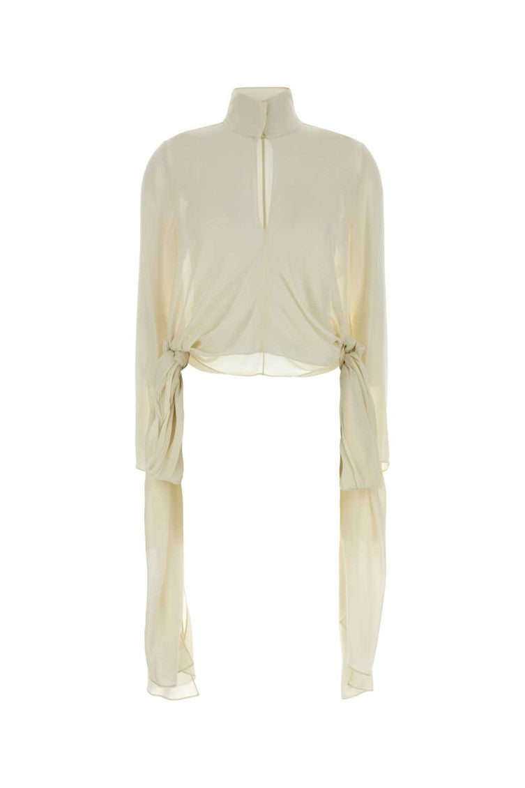 Off White Mandarin Collar Top 1