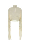 Off White Mandarin Collar Top 1