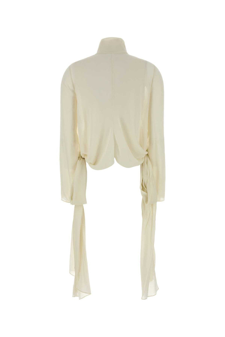 Off White Mandarin Collar Top 2